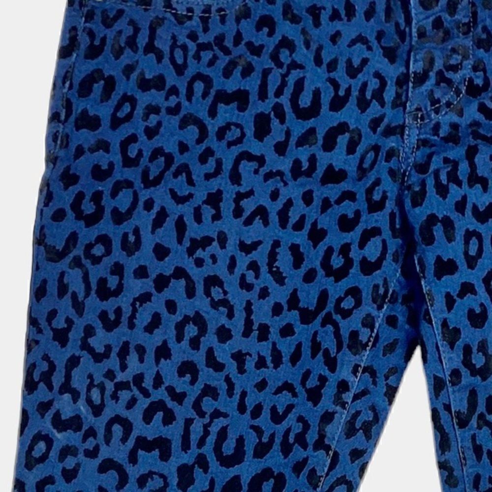 Free People Blue and Black Velvet Animal Print Slim Fit Pants Women’s Size 27 - Picture 4 of 9
